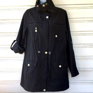 Betsey Johmson black full zip trench coat-jacket M